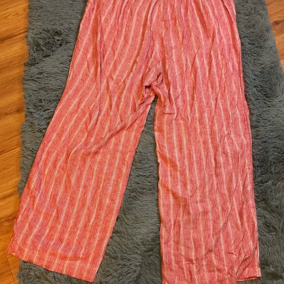 Bridgehampton Isaac Mizrahi Red and White Striped Linen Pants Size 1X - Picture 2 of 2